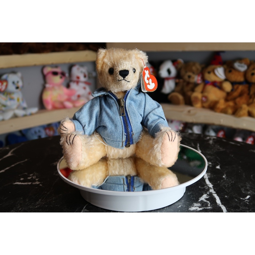 Ty Attic Treasures Logan Bear Plush Denim Hoodie Canada Flag Vintage 2000‎ 6602